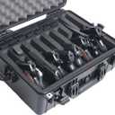 8 Pistol Waterproof Case. 6 Semi-Autos + 2 Wheel Guns. Heavy Duty, Airtight, Padlockable. Pre-Cut Foam for Wide Variety of Firearms. Also fits 24 Mags.