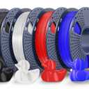 JAYO TPU 3D Printer Filament Bundle, 95A Flexible Soft TPU Filament 1.75mm, 250g Spool, 4 Rolls, 1kg in Total, Black+Clear+ Red+Blue