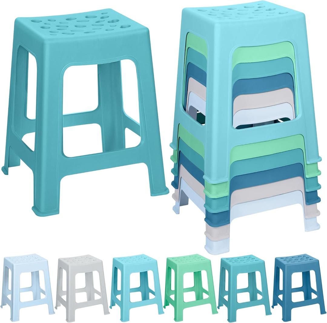 TURSTIN 6 Pack Plastic Stools 16.9 Inch Nesting Stools 6 Color Portable Backless Bar Stool Flexible Seating Chairs for Classroom Office Home, 16.9 inches x 10.6 inches