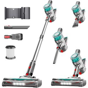 Cordless Vacuum Cleaner, Powerful Stick Vacuum Cleaner for Home with Rechargeable Battery, 6-in-1 Lightweight Handheld Vacuum, 45 Mins Runtime for Hardfloor & Carpets Pet Hair (Green)
