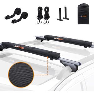 HEYTRIP Roof Rack Pads 30" Aero Crossbar Pads for Kayak/Surfboard/SUP/Canoe with 15FT Tie-Down Straps and Storage Bag, Use with Roof Rack (With Straps)