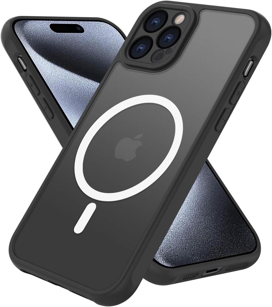 Magnetic for iPhone 15 Pro Case [Mil-Grade Drop Protection] [Compatible with Magsafe] Shockproof Slim Translucent Matte Protective Phone Case, White, 4 Pack