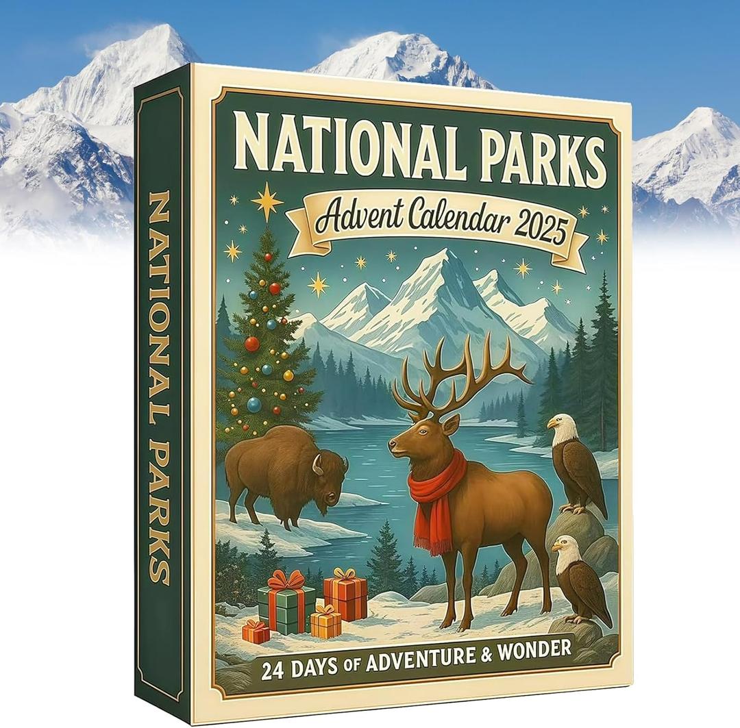 Advent Calendar 2025, 24 Days National Parks Ornaments Advent Calendars, Surprise Christmas with Fun Knowledge and Outdoor Themes