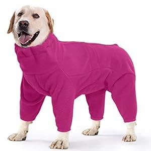 ROZKITCH Pajamas for Large Dogs, Pet Windproof Warm Cold Weather Jacket Vest Cozy Jumpsuit Apparel Outfit Clothes for Small Medium Large Dog Walking Hiking Sleep Pink, Large