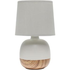 Simple Designs LT2078-LWG Petite Mid Century Table Lamp, Light Wood and Light Gray