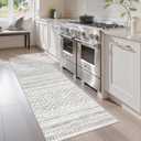 Miukiki 2x6 Hallway Runner Rug Moroccan Washable Kitchen Rug Non Slip Indoor Floor Kitchen Runner Rug Foldable Carpet for Bathroom Laundry Room with Low Pile(Grey,2'x6')