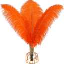 THARAHT Orange Ostrich Feathers 12pcs Large Natural Bulk 14-16Inch 35cm-40cm for Wedding Party Centerpieces Halloween and Home Decoration Feathers