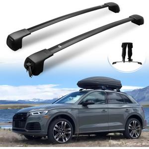 Silent Roof Racks for Audi Q5 2018-2025, Hidden Lockable Design, Black Heavy Duty Cross Bars for Bring The Kayak, Ski, Surfboard, Bike