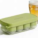 Ice Cube Trays 2Packs 16 Cubes, Easy Release Ice Cube Molds with Lid, Stackable Ice Cube Trays for Freezer, Covered Ice Cube Trays for Cocktails, Whiskey, Coffee, BPA Free (Green)