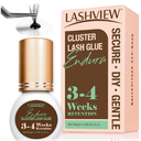 LASHVIEW Cluster Lash Glue & Remover Kit Super Strong Hold 4 Weeks+ Long Lasting Glue, Waterproof Formula, Easy at Home Removal, Includes DIY Lash Supplies