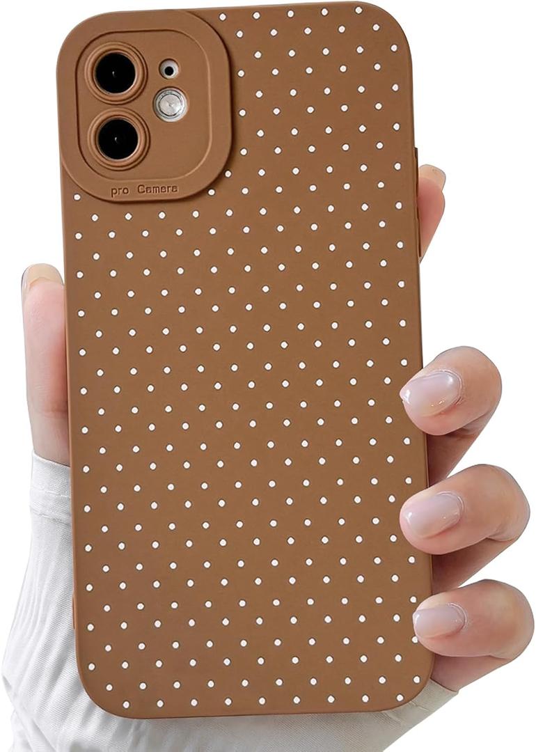 NITITOP Compatible for iPhone 11 Case Cute Dots - Brown