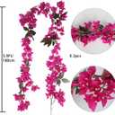 2 x IPOPU 5.9 Ft Artificial Bougainvillea Flowers Garland 2PCS Fake Silk Bougainvillea Vines Long Plant Faux Bougainvillea Wreaths for Centerpieces Table Runner Wedding Arch Wall Decorations (Deep Pink)