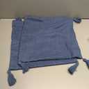 Pack of 2 Couch Throw Pillow Covers 20x20 Inch Fall Soft White Linen Pillow Covers for Sofa Living Room Solid Dyed Pillow Cases, Non-Shedding (Blue Tassels, 18x18'')