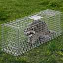 36-Inch Foldable Catch & Release Cage, Heavy Duty Steel Live Trap with Sensitive Pedal Trigger & Carry Handle for Raccoons, Squirrels, Cats, Rabbits, Skunks, Foxes, Groundhogs, Armadillos