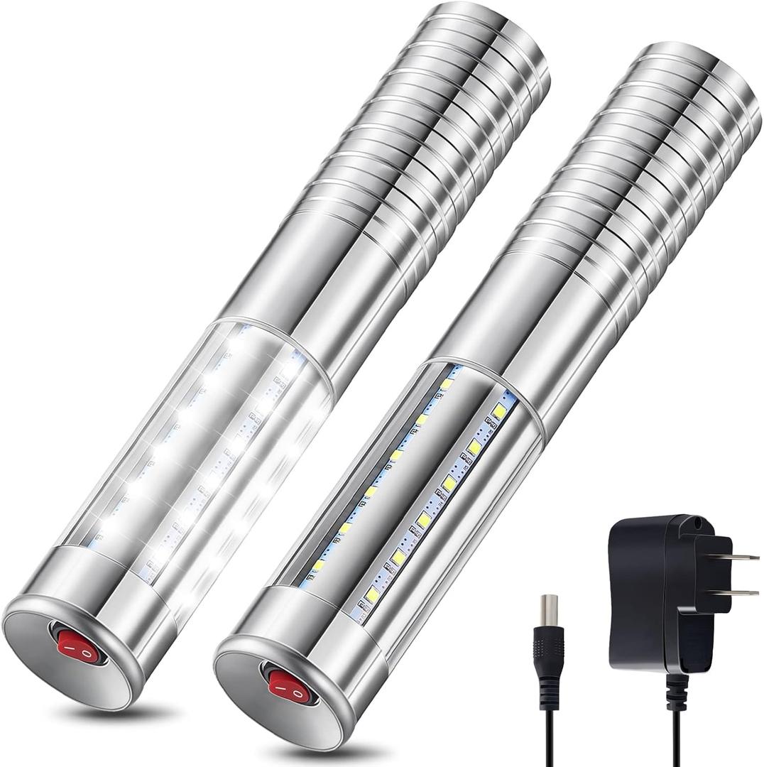 Civaner 2 Pcs Upgrade Bottle Service Lights LED Strobe Baton Bottle Girl Lights Rechargeable Handheld Flashing Club Signs for Birthday Wedding Party (Silver,White Light)