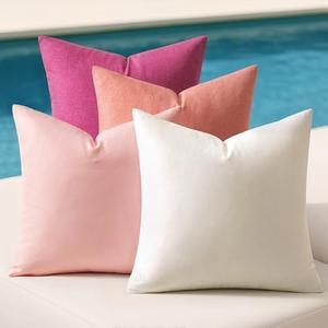 MIULEE Pack of 4 Decorative Outdoor Throw Pillow Covers Linen Waterproof Pillow Covers Farmhouse Cushion Cases for Patio Garden Tent Balcony Couch Sofa 18x18 inch Black Assorted colors
