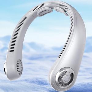 Neck Fan - Portable Personal Cooling Bladeless Around the Neck Fans that Blow Cold Air Rechargeable with 5 Speeds, Neck Support for Hot Flashes, Disneyland, Travel, Cooler Gift for Women Men (Gray)