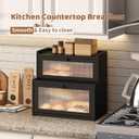 Bread Box for Kitchen Countertop Double Layer Large Corner Bread Box Capacity Bread Storage Bin Farmhouse Breadbox Container Organizer Cabinet Cupboard Black