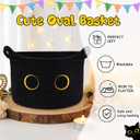 Cute Cat Toy Basket, Large Cotton Rope Toy Bin Box for Cats Bin | Oval Baby 0rganize Blanket Shower Hamper with Handles, Decorative Storage Cat Bin, Halloween Decor,13"D x 8"H IN