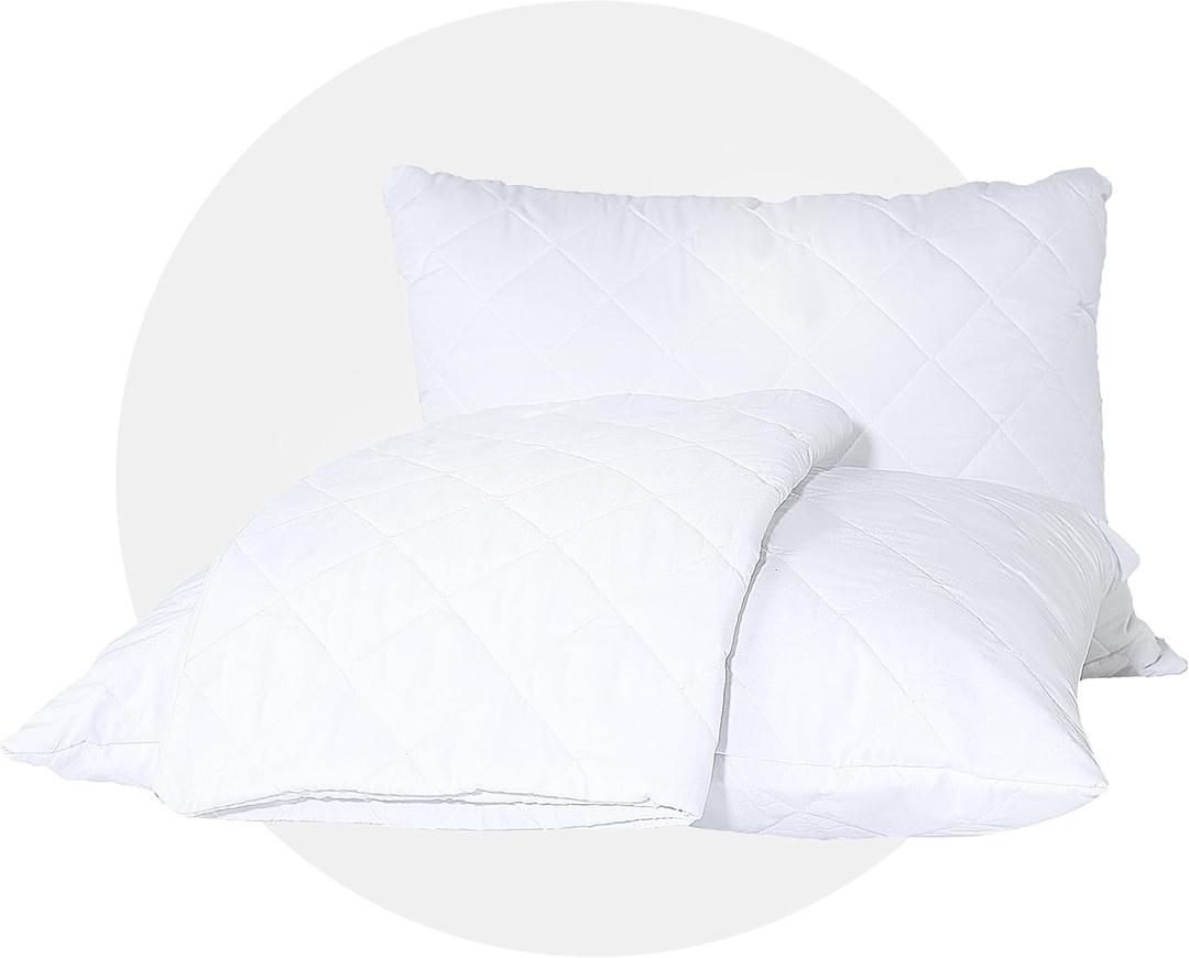 2 Pack Standard Size Zippered Pillow Protector, Waterproof Soft Breathable Pillow Cover, Waterproof Quilted Fully Encased, Durable Zipper Pillow Encasement