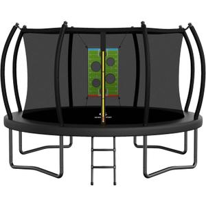 Trampoline Outdoor 14FT 12FT 10FT 8FT with Safety Enclosure Net, Recreational Trampoline for Kids and Adults, Anti-Rust, ASTM Approved, Black