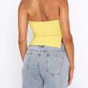 BAIGRAM Women Sleeveless Slim Crop Tank Top Cute Y2K Bustier Sweetheart Neck Strappy Slits Cropped Cami 2025 Summer Going Out Yellow (Yellow, M)