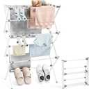 APEXCHASER Clothes Drying Rack, Foldable & Extendable Laundry Rack with Adjustable Size (14.57in-35.43inW), Space-Saving, Rust-Resistant Frame & Floor Protection for Indoor/Outdoor Use, White (Small)