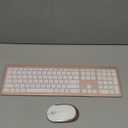 Wireless Keyboard and Mouse Combo - Full Size Slim Thin Wireless Keyboard Mouse with Numeric Keypad 2.4G Stable Connection Adjustable DPI - Rose Gold & White