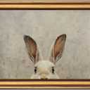 Vintage Gold Framed Wall Art for Living Room Bunny Canvas Prints Rabbit Oil Painting Picture Rustic Easter Wall Decor for Living Room Bedroom Bathroom 12x16in