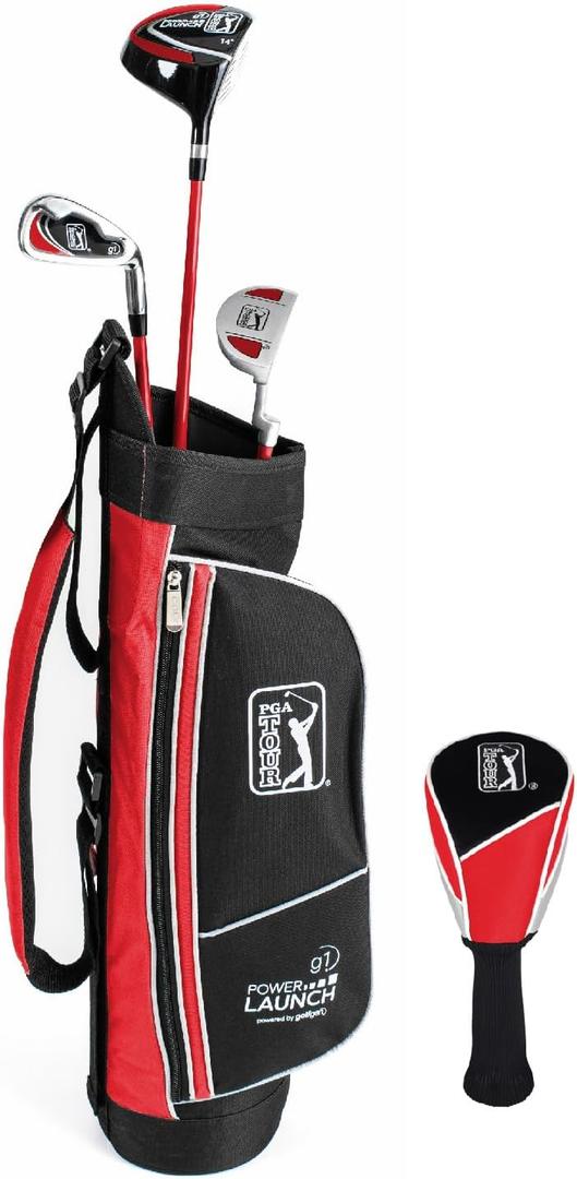 PGA Tour Youth Golf Club Set Ages 3-5 (36-41) and 5-8 (41 - 4'8") Right and Left Handed Beginner Junior Golf Clubs with Lightweight Golf Bag, Mallet Putter, Driver by Golfgen