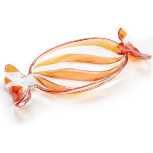 SHOWLOUE Christmas Platter Dish, Glass Candy Platter Serving Dessert Plates Christmas Dinnerware Tray Decorative Plates for Xmas Holiday Party Favor, Orange, Small