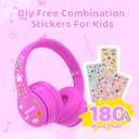 MIDOLA Kids Headphones Bluetooth 5.4 Wireless 68H Play Time Volume Limit 85/94dB Over-Ear Foldable Headset,Type-C Fast Charging, Wired Aux Mic for Toddler Child Pad Tablet Rose Red