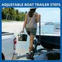 Heavy Duty Adjustable Boat Trailer Steps with Rail System, Multi-Vehicle Compatible Trailer Tongue Access Ladder, Non-Slip Surface - 3-Step Side Mount, Secure Boarding