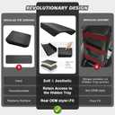 Muslogy Center Console Armrest Cover Fit for Tesla Model Y Juniper 2026+ / Model 3 Highland 2024+ Accessories, Comfort Armrest Pad Console Lid Cushion Vegan Leather Snap-On Black (Hard Cover)