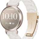 Compatible with Garmin Lily 2 Active Watch Band Resin, 14mm Wristband Bracelet Replacement Strap for Lily 2/2 Classic/2 Active Smart Watch Accessory for Women with Stainless Steel Buckle, Pearl White