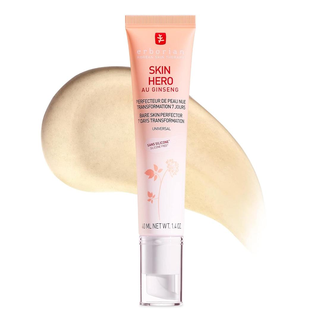 Erborian Skin Hero with White Ginseng, Facial Concealer and Makeup Primer - Non-Tinted Bare Skin Perfecting Face Moisturizer Smooths, Blurs & Illuminates - Silicone Free Korean Skincare (0.5 Ounce (Pack of 1))