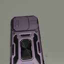 DEERLAMN Case for iPhone 16 Pro with Slide Camera Cover+Screen Protector(2 Packs), Rotated Ring Kickstand Military Grade Shockproof Protective Cover-Deep Purple