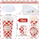 50 Sets 150 Pcs She's Ready to Pop Disposable Cups with Lids and Straws She's Ready to Pop Baby Shower Decorations Cute Soda Bow Cold Beverage Drinking Cups for Baby Shower Birthday Party Supplies, 16 oz