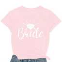 Womens Bride Shirt Engaged Bridal Bridesmaid Tshirt Bachelorette Party Tee Tops (Small, Pink)