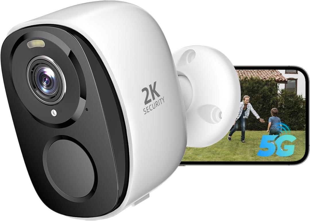 5G/2.4GHz WiFi Security Cameras Wireless Outdoor,2K Battery Home Security Camera with AI Detection,Siren, Surveillance Indoor Home Camera, Color Night Vision,2-Way Talk,IP65, Cloud/SD, Works Alexa (White)