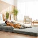 Foldable Human Dog Bed Large Dog Beds for Adult Orthopedic
Memory Foam Washable XL Big Couch Beds Waterproof Liner (Light Grey, 79"x44"x12")