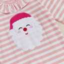 Newborn Baby Girl Christmas Outfit Santa Claus Romper Long Sleeve Striped Jumpsuit Infant Flared Pants with Headband (Pink, XS)