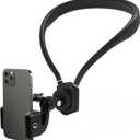 Neck Mount for Phones, Neck Cell Phone Holder POV/Vlog Selfie Mount Hand Free Phone Neck Holder Chest Stand Strap Video Recording for iPhone 16 15 14 13 12 Seires Android Phones (Black)