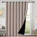 H.VERSAILTEX Patio Door Curtain 100% Blackout Sliding Door Curtains Thermal Insulated, Extra Wide Window Curtain Grommet Black Out Curtains 84 inch Long, W100 x L84 inch - Natural Sand