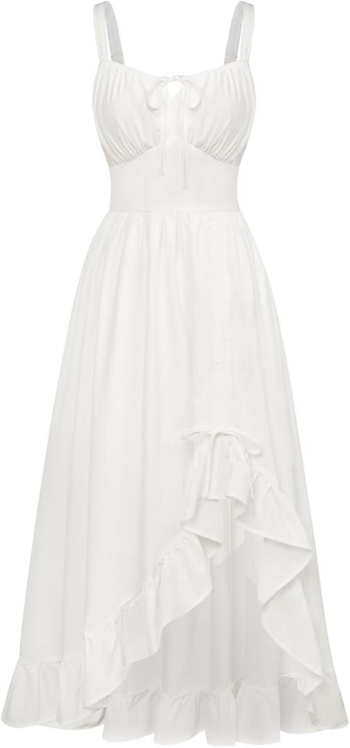 Scarlet Darkness Renaissance Dress Women Summer Sleeveless Corset Sundress with Pockets (Large, White) Scarlet Darkness Renaissance Dress Women Summer Sleeveless Corset Sundress with Pockets (Large, White)