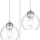 WILON Brushed Nickel Pendant Light, 3-Light Pendant Lights Kitchen Island with Clear Glass Shade, Cluster Globe Hanging Light Fixture for Kitchen, Bedroom, Bathroom, Dining Room