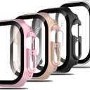 Simpeak 3-Color 49mm Screen Protector Case Compatible with Apple Watch Ultra/Ultra 2, Full Protection Bumper Case Cover Compatible with iWatch Ultra, Black, Rose Gold, Rose Pink (49mm)