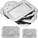 6 Pack Silver Serving Trays Set, Floral Engraved Mirror Decorative Tray Party Platters for Whiskey Cookies Food Dessert Fruit Cupcake Weddings Table Parties Display