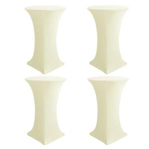HolidayIdeas Cocktail Table Covers, 4 Pack - Fitted Stretch Spandex Square Corners Cocktail Tablecloths (Butter Cream, Fit for 30"-32" Diameter x 43" Height Tables)