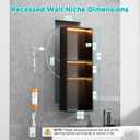 12" x 30" Black Stainless Steel Shower Niche with LED Lights